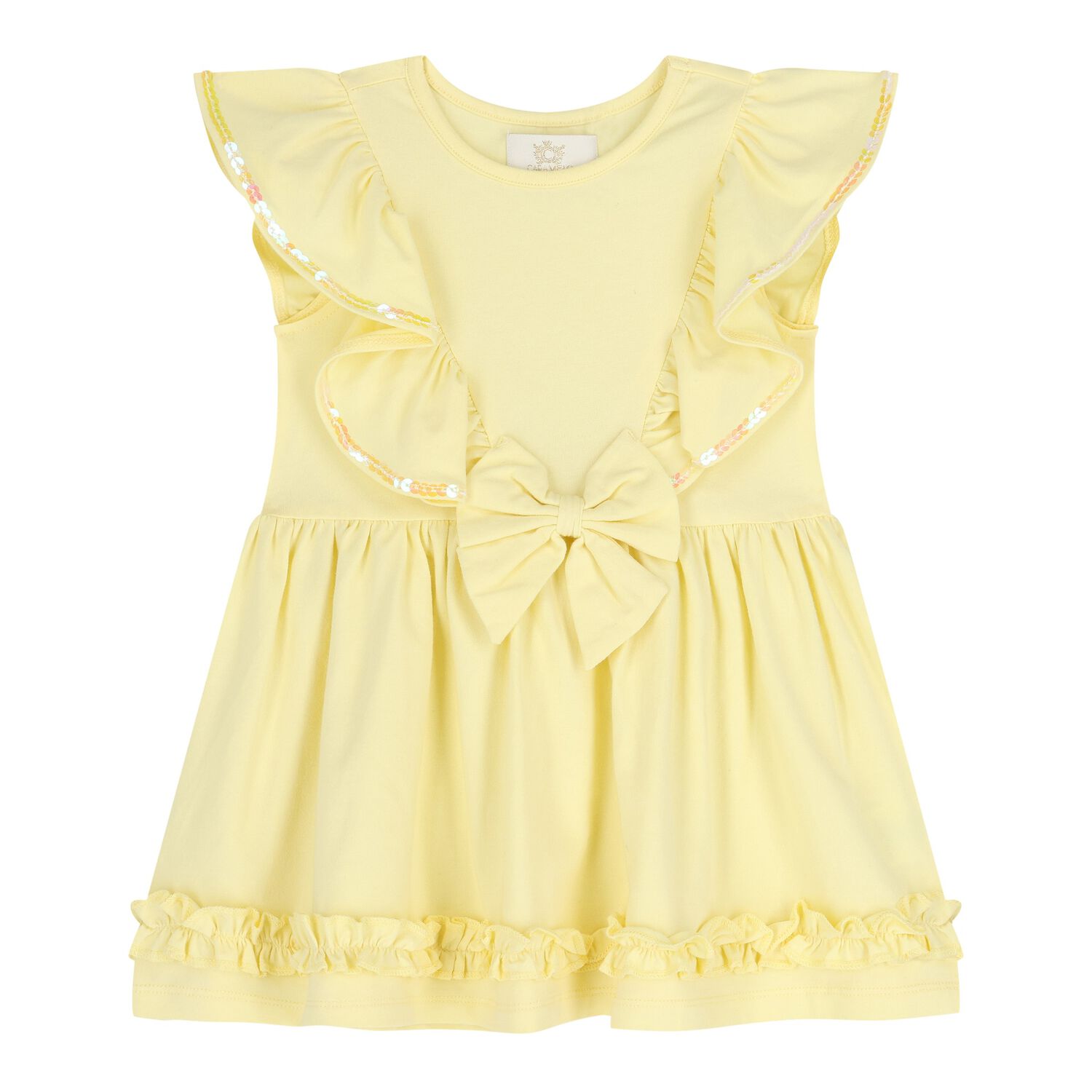 Baby Girls Yellow Ruffle Dress, 3, hi-res