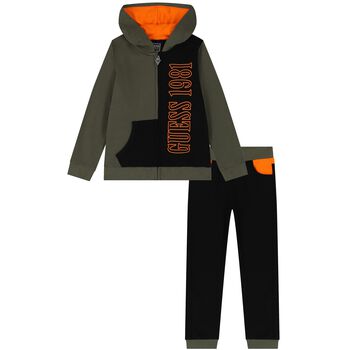 Boys Black & Green Logo Tracksuit