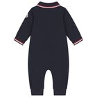 Baby Boys Navy Blue Logo Polo Romper, 1, hi-res