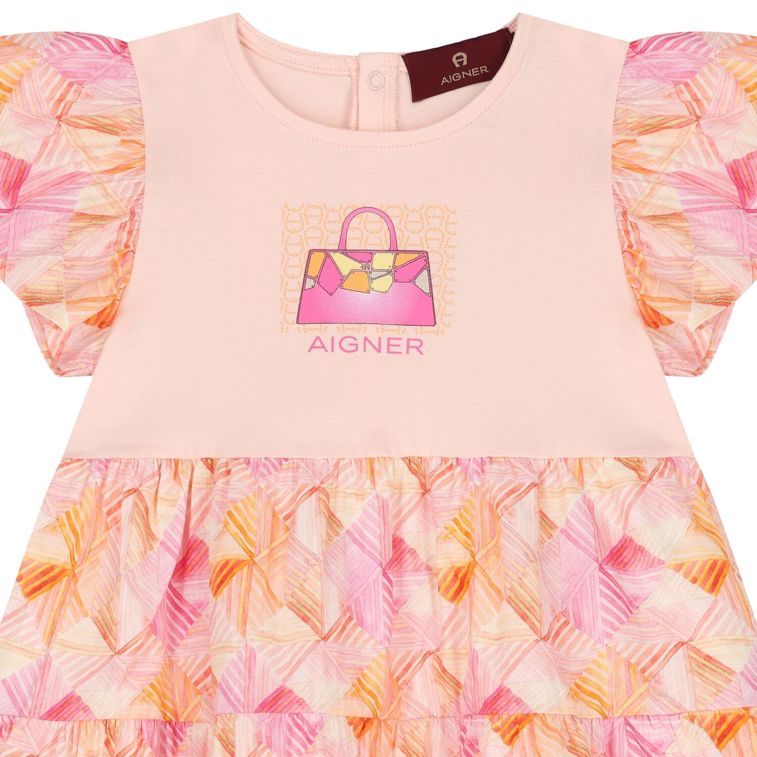 Younger Girls Pink & Orange Bag Dress, 1, hi-res image number null