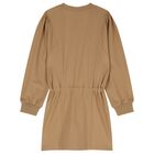 Girls Beige Logo Dress, 1, hi-res