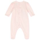 Baby Girls Pink Bow Babygrow, 1, hi-res