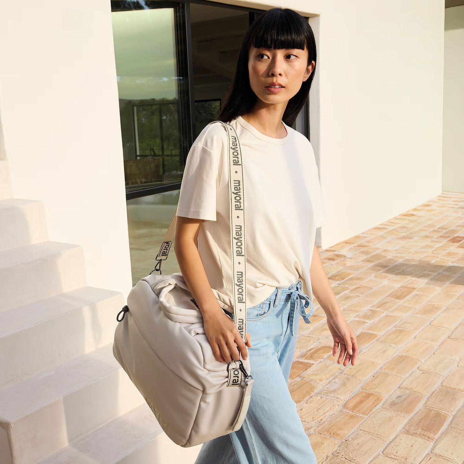 Beige Logo Baby Changing Bag, 1, hi-res