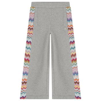 Girls Grey Zigzag Glittery Trousers