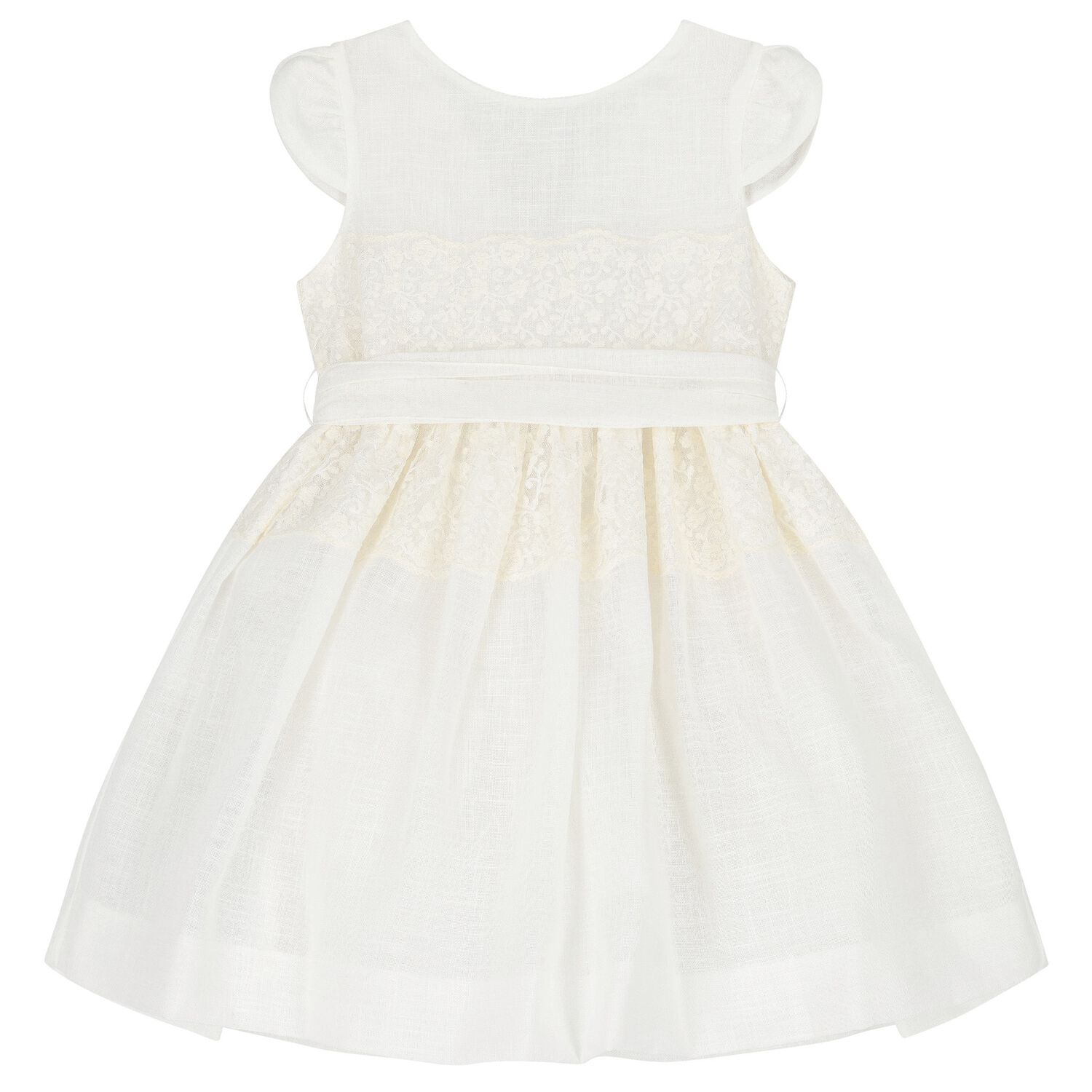 Girls Ivory Lace Dress, 1, hi-res