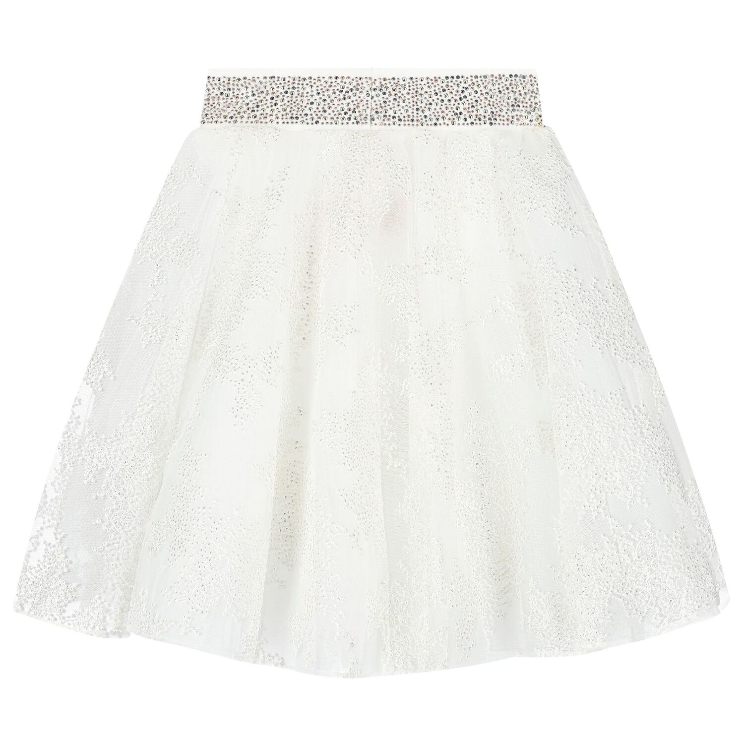 Girls White Pearls Tulle Skirt Set, 1, hi-res image number null
