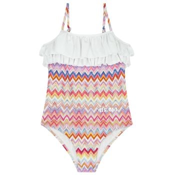 Girls Multi-Coloured Zig Zag Swimsuit