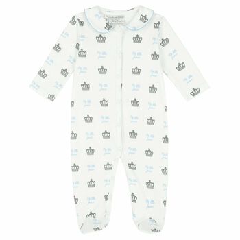 Baby Boys White & Blue Babygrow