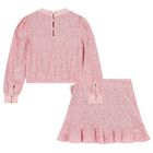 Girls Metallic Pink Sequin Skirt Set, 1, hi-res