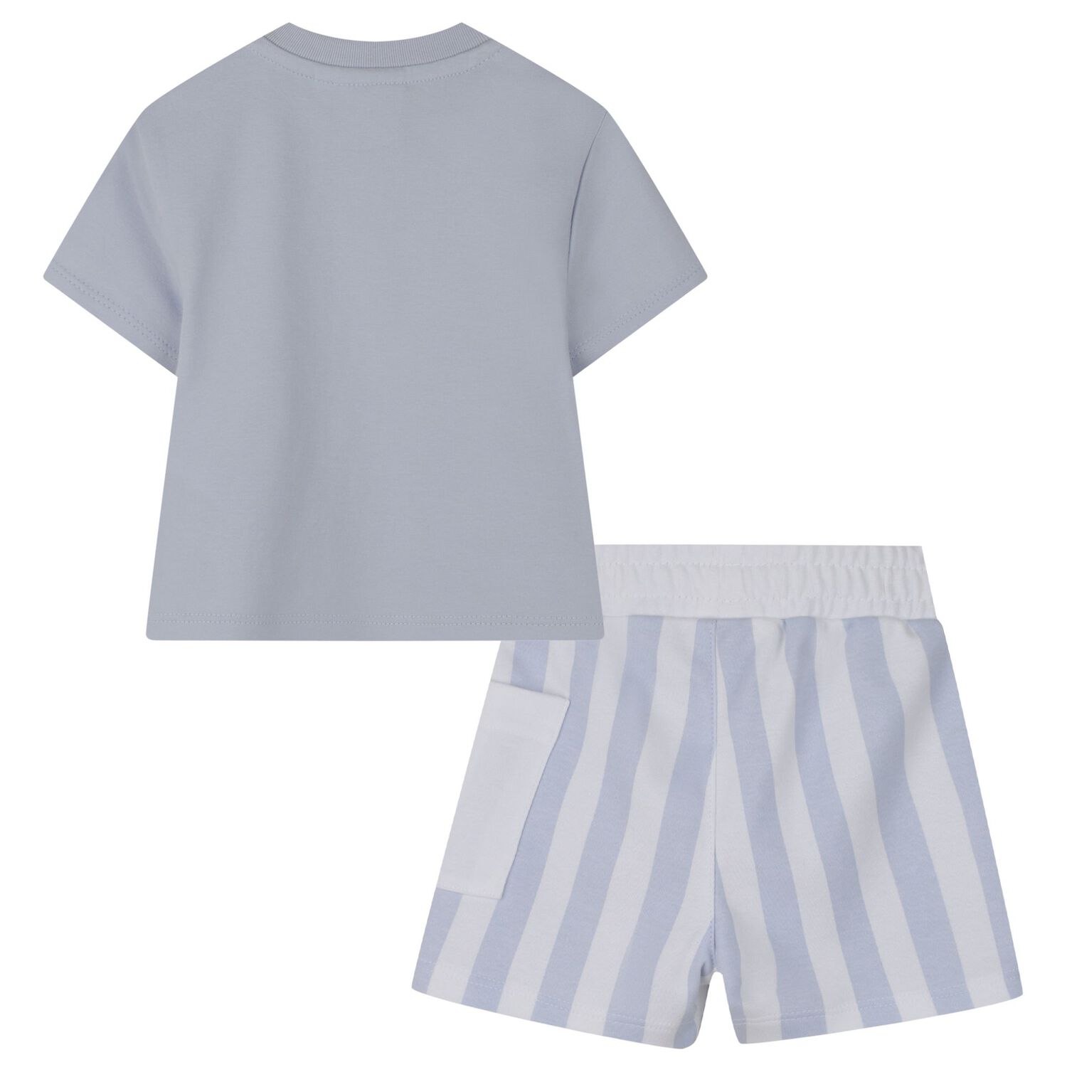 Baby Boys Blue & White Logo Shorts Set, 2, hi-res