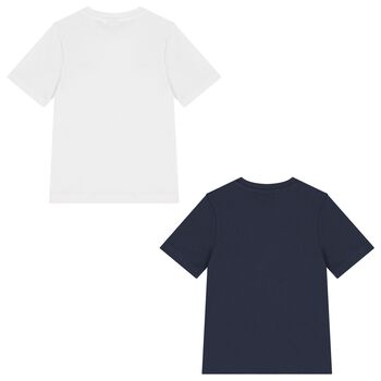 Boys White & Navy Blue T-Shirts (2 Pack)