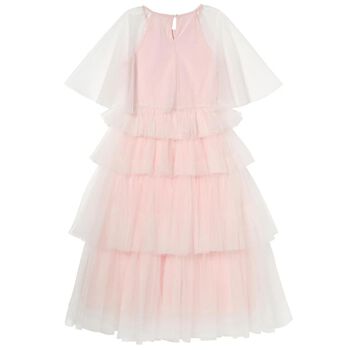 Girls Pink Sequin Ruffled Tulle Dress