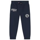 Boys Navy Blue Logo Joggers, 1, hi-res