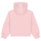 Girls Pink Bokeh Flower Logo Hooded Zip Up Top, 1, hi-res