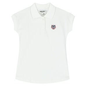 Younger Girls White Tiger Polo Dress