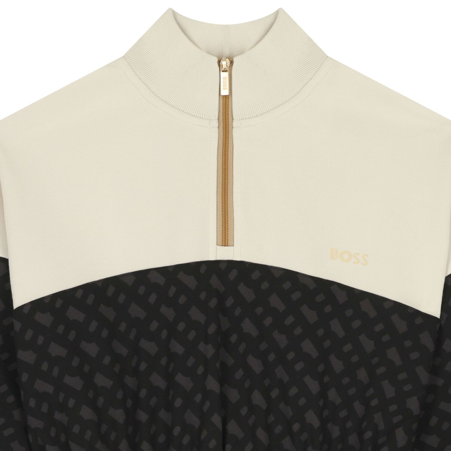 Girls Ivory & Black Logo Dress, 1, hi-res