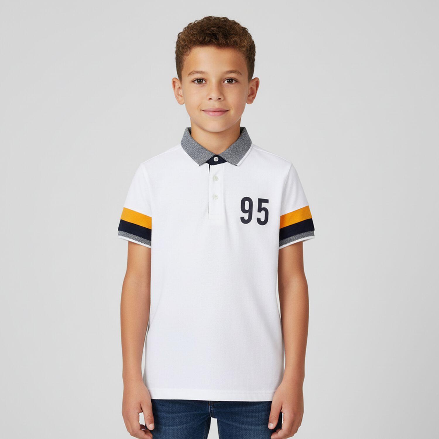 Boys White Cotton Polo Shirt, 2, hi-res image number null