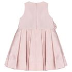 Girls Pink Flower Satin Dress, 1, hi-res