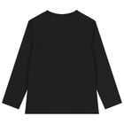 Boys Black Logo Long Sleeve Top, 3, hi-res