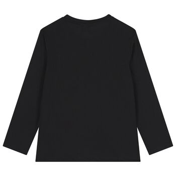 Boys Black Logo Long Sleeve Top