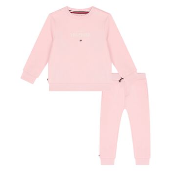 Tommy Hilfiger Baby Girls Pink Logo Tracksuit, 3 Baby Girls Pink Logo Tracksuit