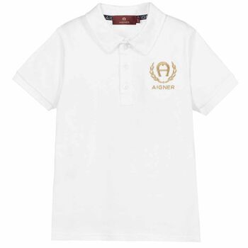 Boys White Logo Polo Shirt 