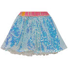 Girls Blue Iridescent Sequin Skirt, 1, hi-res