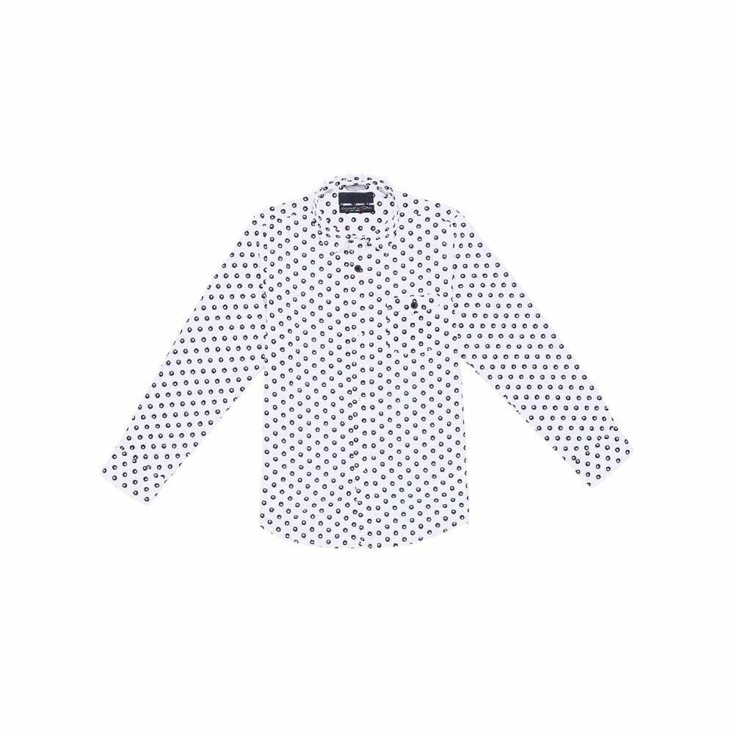 Boys White & Navy Printed Shirt, 1, hi-res image number null