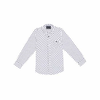 Boys White & Navy Printed Shirt