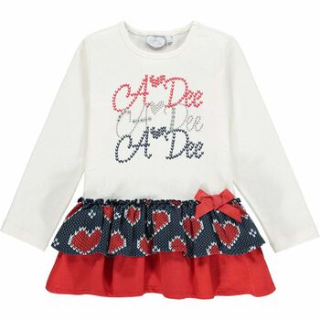 Girls White & Navy Legging Set