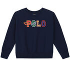 Girls Navy Logo Sweatshirt, 1, hi-res