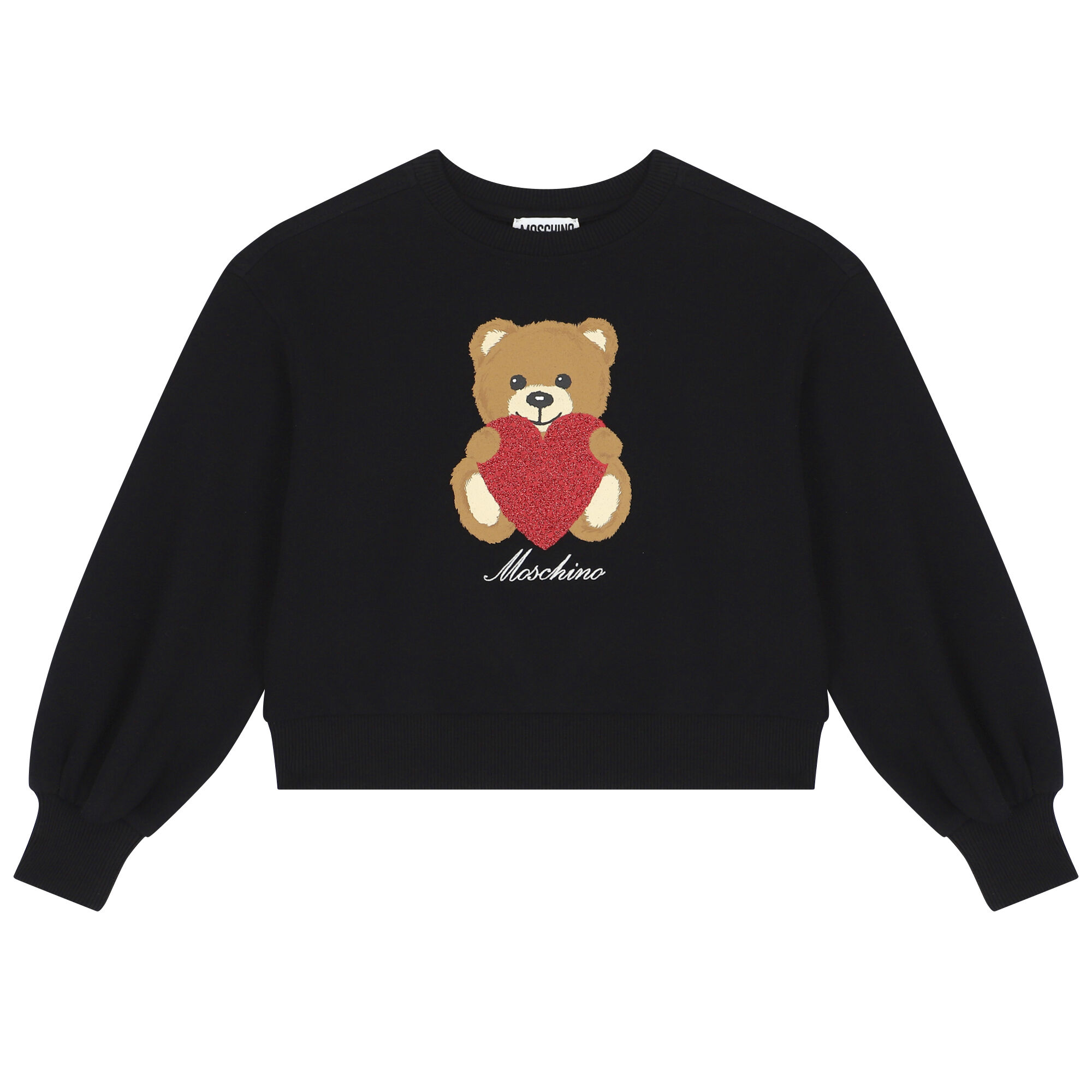 Moschino Girls Black Teddy Bear Logo Sweatshirt Junior Couture USA