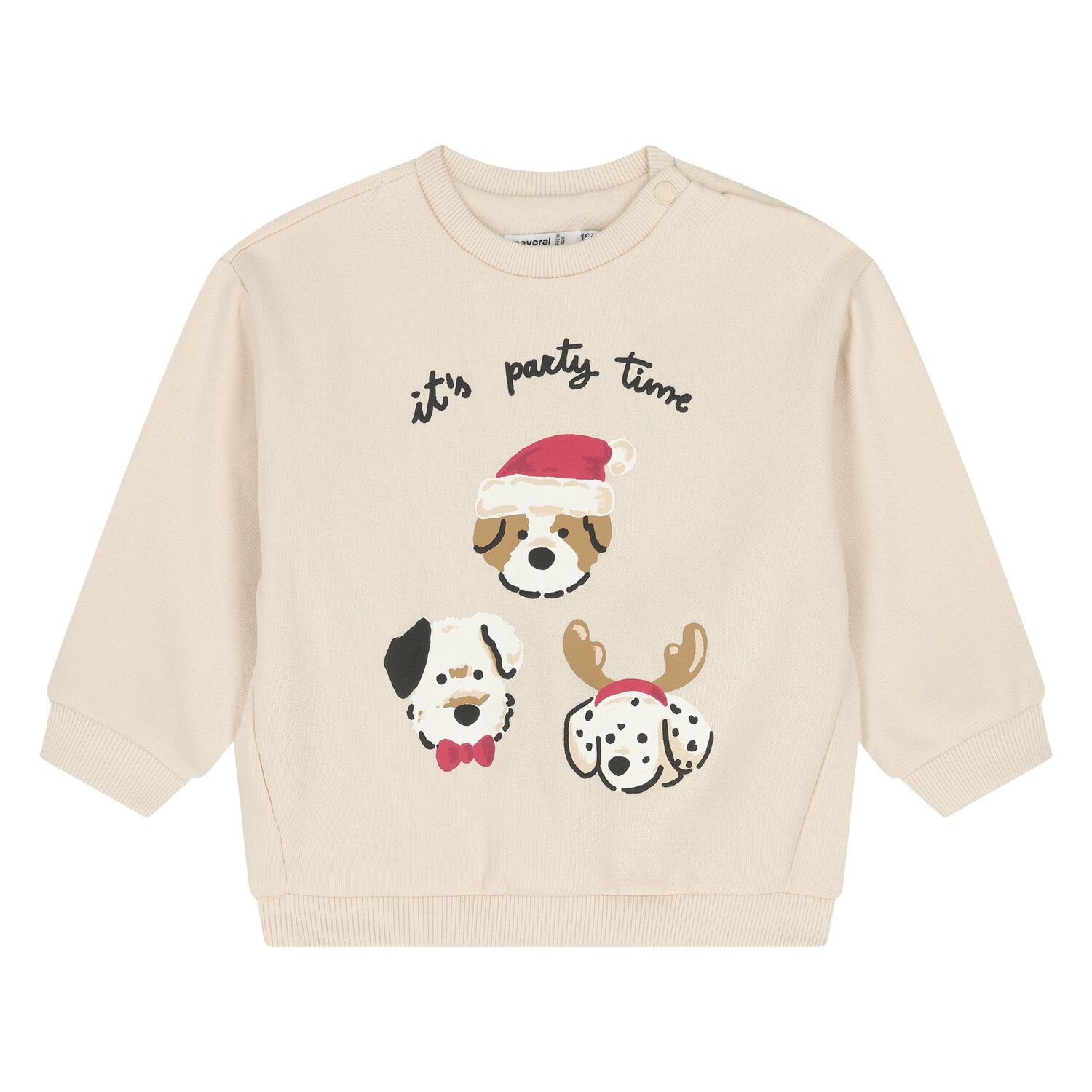 Younger Boys Beige Dogs Sweatshirt, 1, hi-res