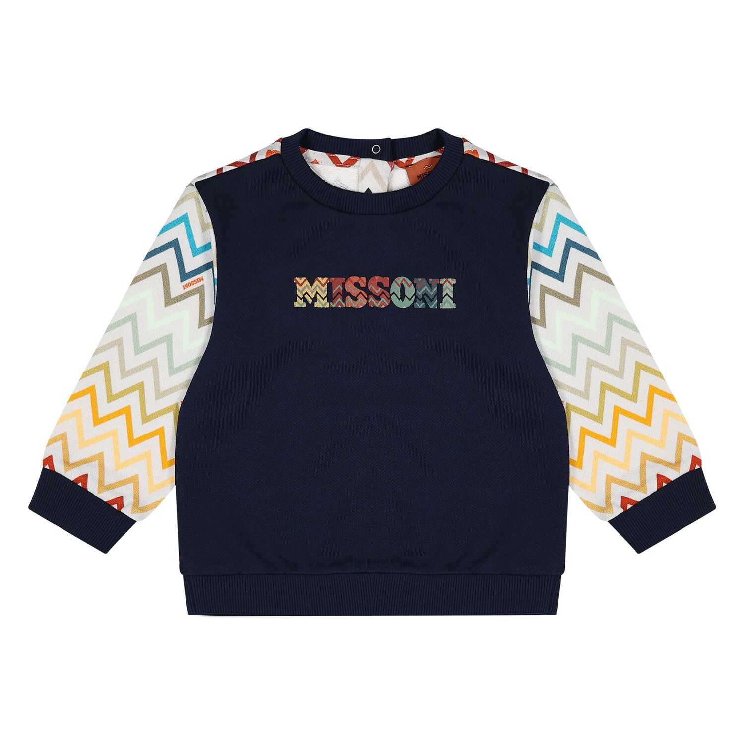 Younger Boys Navy Blue & White Zig Zag Sweatshirt, 1, hi-res