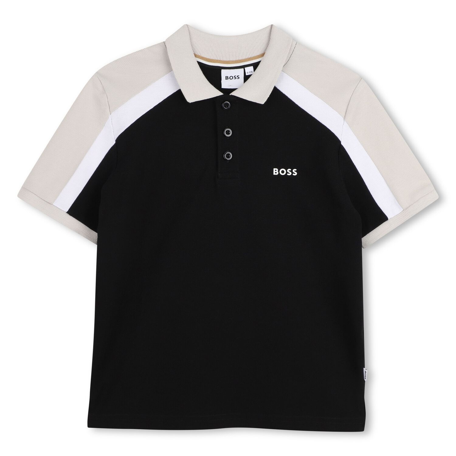 Boys Black Logo Polo Shirt, 2, hi-res