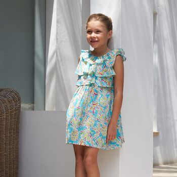 Girls Blue Pineapple Dress
