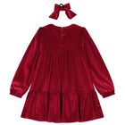 Girls Red Sparkle Velvet Dress Set, 2, hi-res