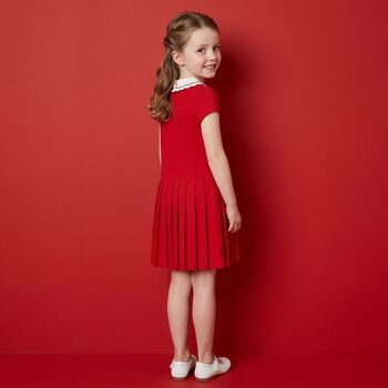 Girls Red Pleated Dress