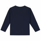 Girls Navy Logo Long Sleeve Top, 2, hi-res