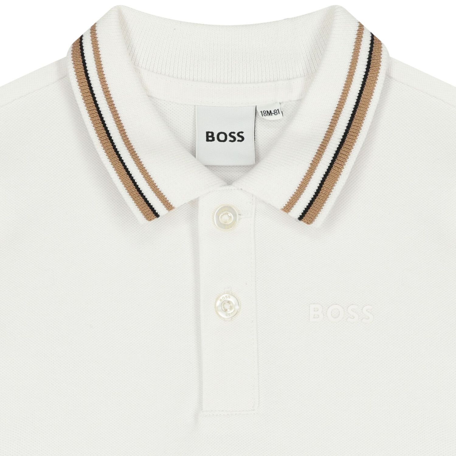 Younger Boys White Logo Polo Shirt, 2, hi-res