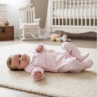 Baby Girls Pink & White Bow Babygrow, 1, hi-res