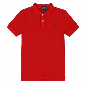 Ralph Lauren Boys Red Slim Fit Logo Polo Shirt, 2 Boys Red Slim Fit Logo Polo Shirt