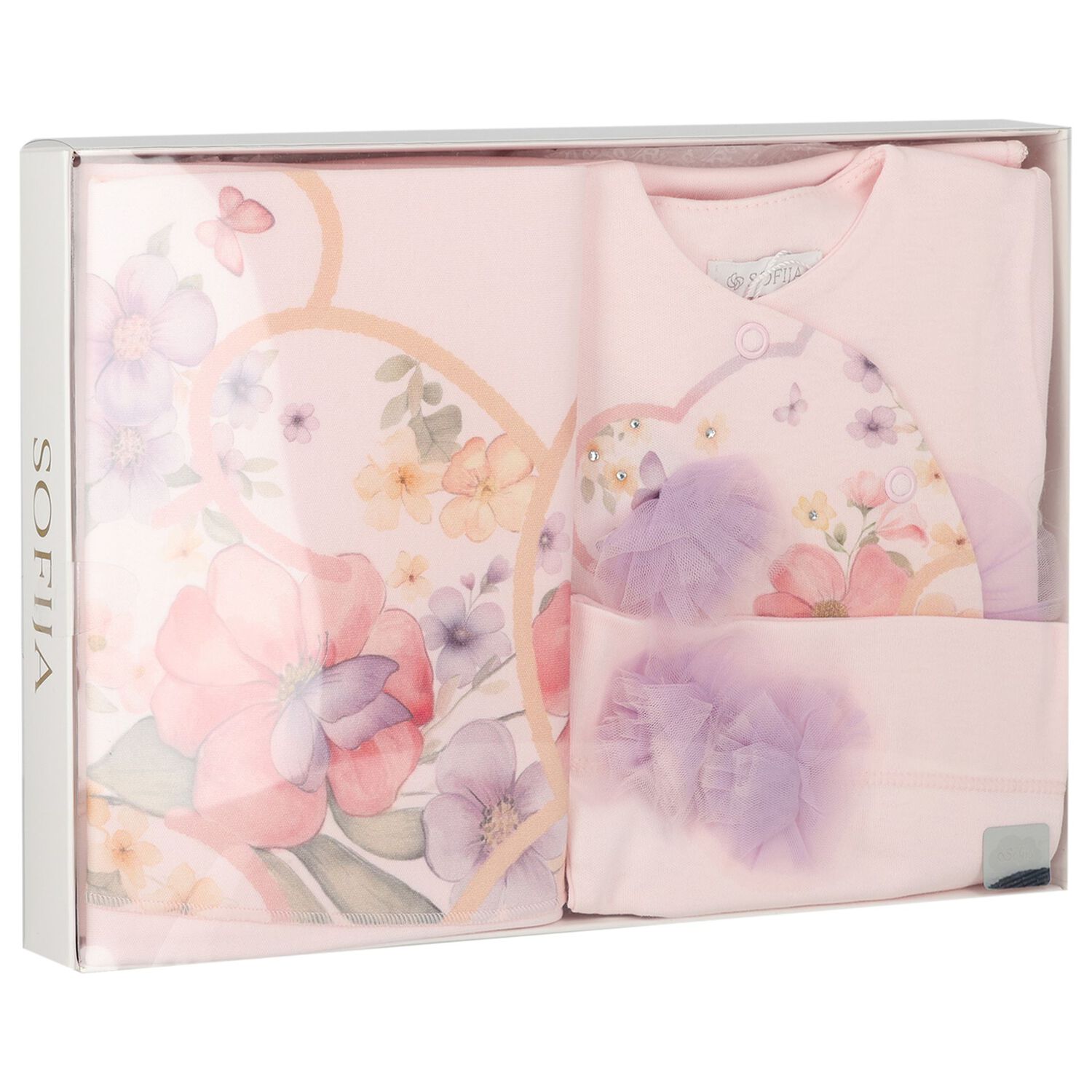 Baby Girls Pink Floral Babygrow Gift Set, 1, hi-res