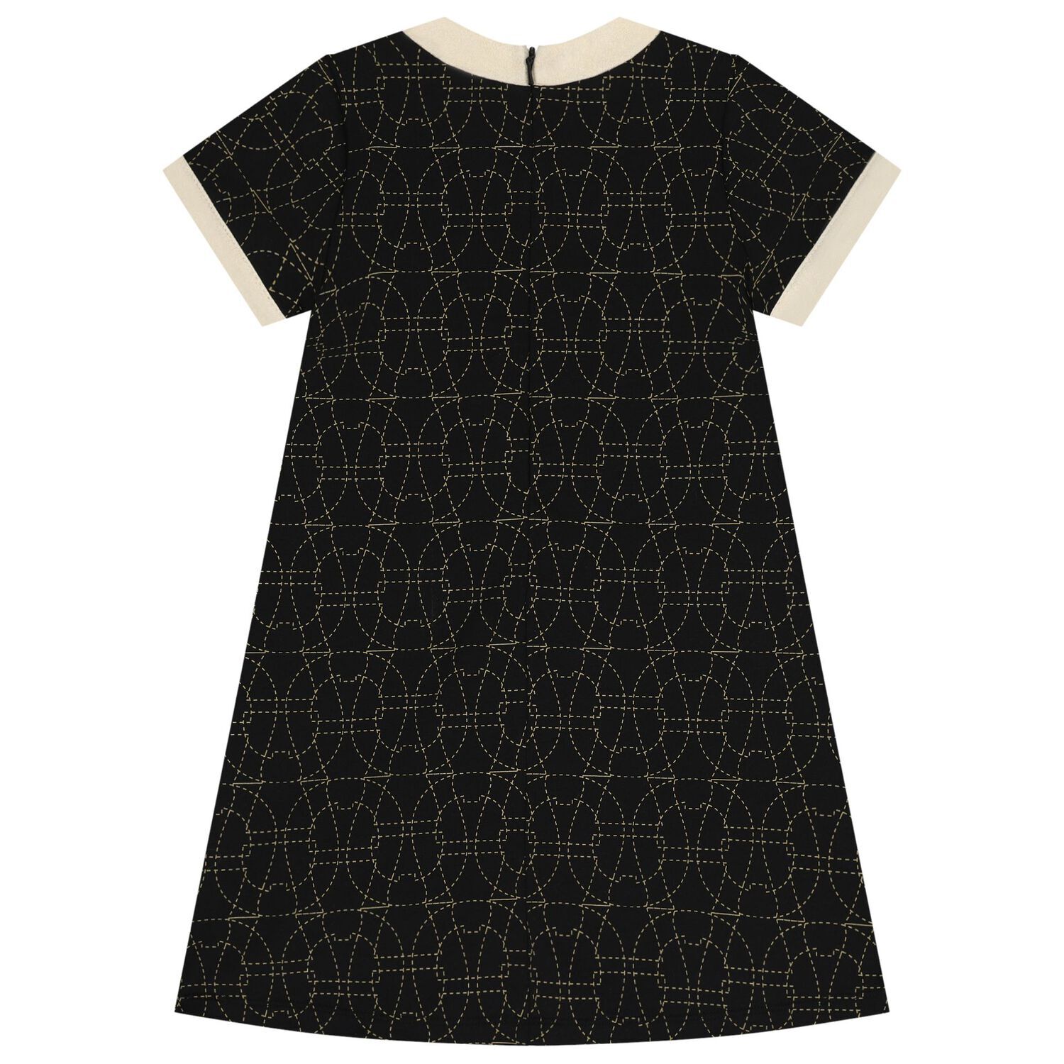 Girls Black & Ivory Logo Dress, 2, hi-res image number null