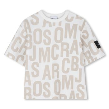 Boys White & Beige Logo T-Shirt
