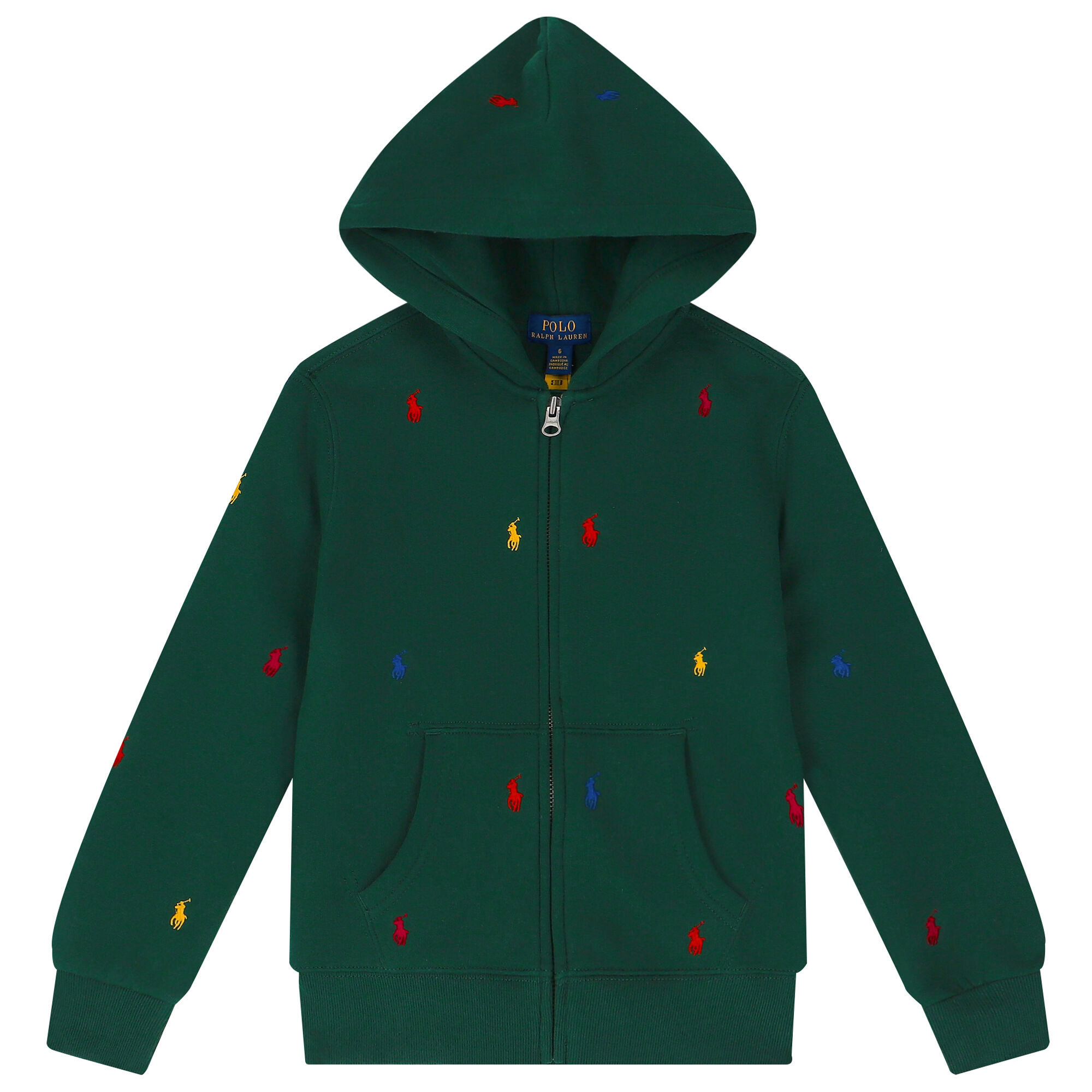 Ralph Lauren Boys Green Logo Hooded Zip Up Top Junior Couture