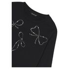Girls Black Embellished Long Sleeve Top, 2, hi-res