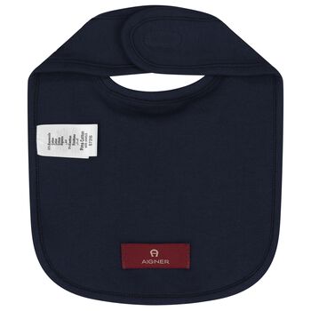 Baby Boys Navy Blue & Gold Logo Baby Bib