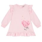 Younger Girls Pink Sweatshirt Dress, 1, hi-res