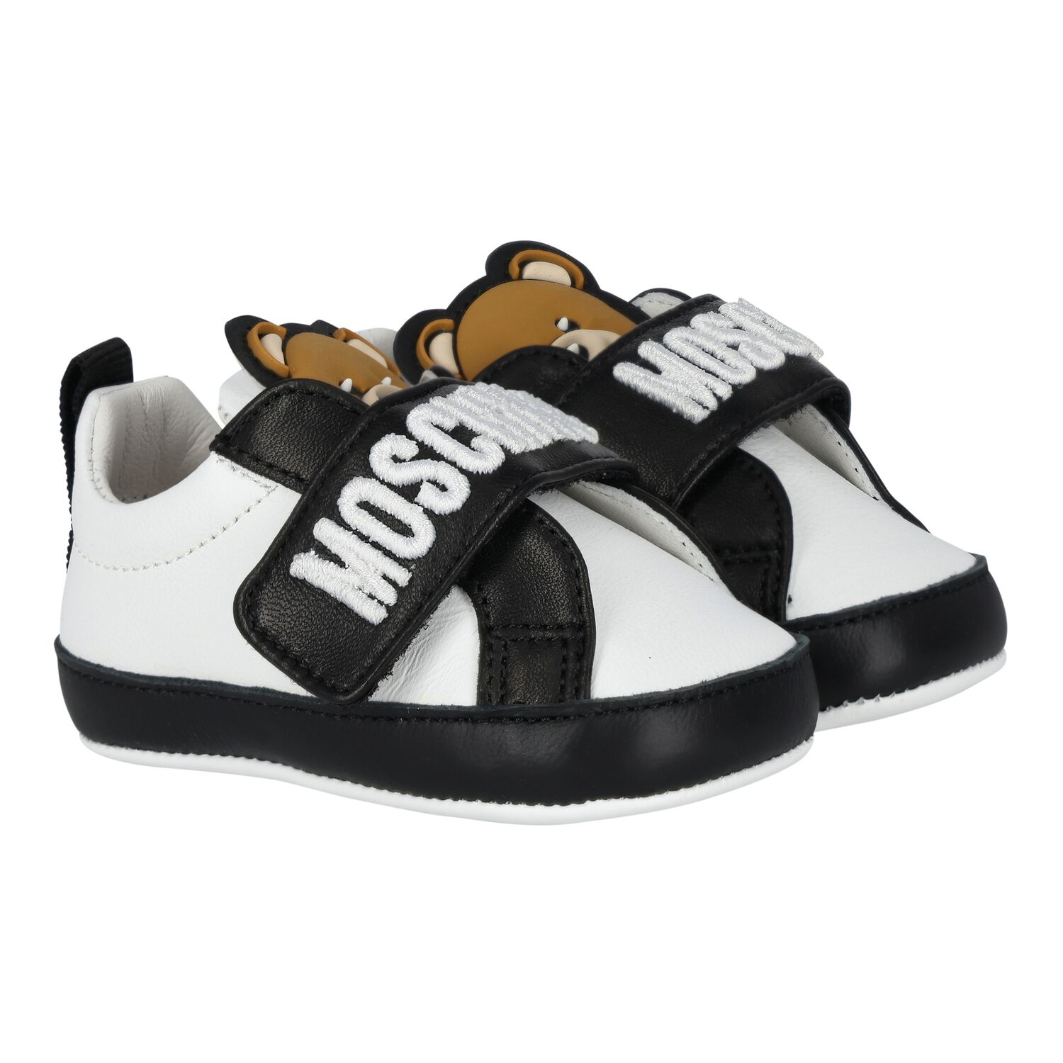 Moschino Black White Teddy Bear Baby Pre Walker Shoes Junior